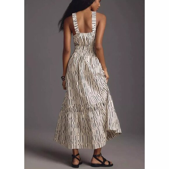 Anthropologie The Somerset Maxi Dress: Poplin Halter Edition Neutral Pattern 3X - Picture 4 of 14